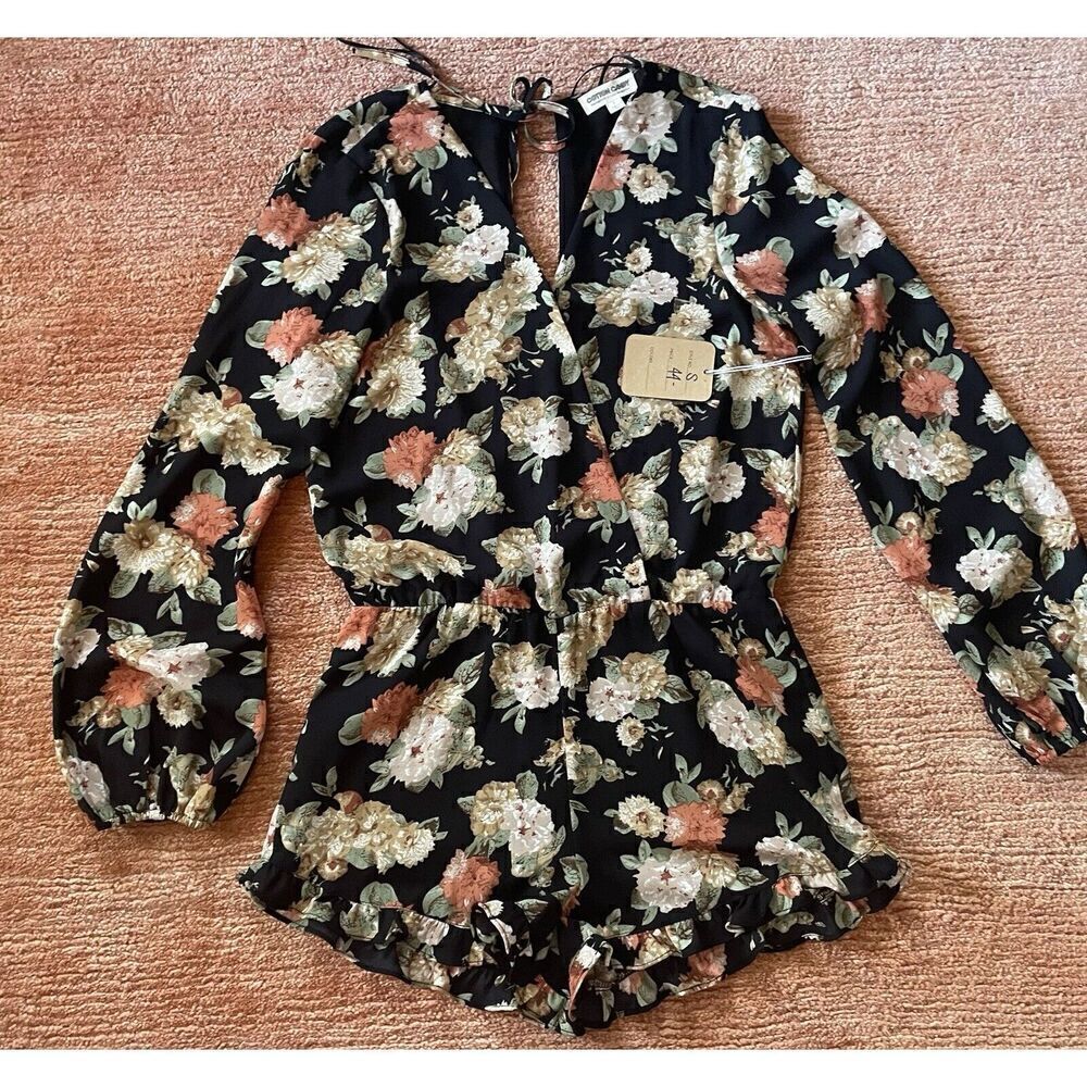 Cotton Candy La Floral Print Women’s lining long Sleeves Romper Size S New